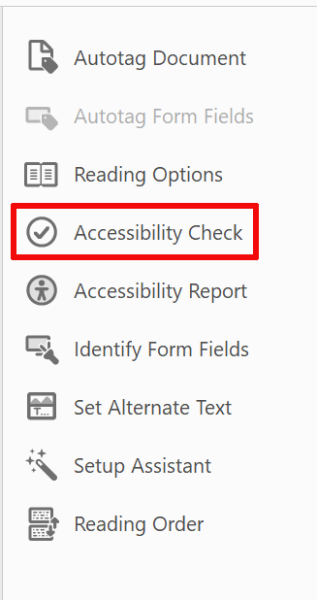 Accessibility checker in Acrobat Pro