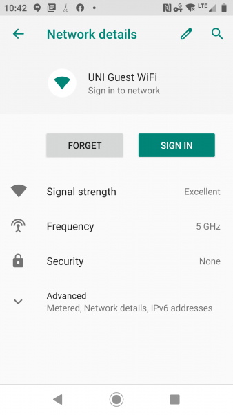 Android Forget Network