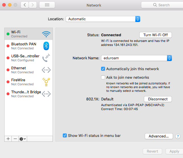 Apple Macbook Network Settings