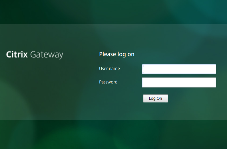 Citrix Gateway login screen