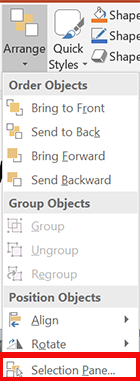 find selection pane in PowerPoint