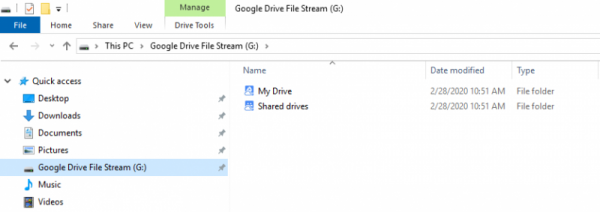 Google Drive mapped to virtual machine through Drive File Stream
