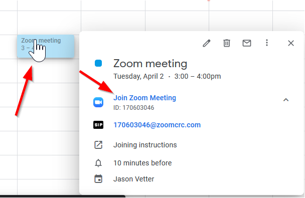 Zoom Google Calendar integration Information Technology